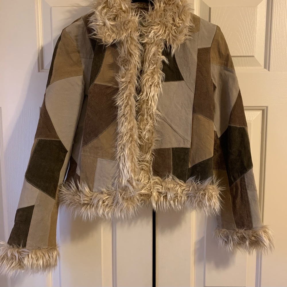 Suede patched Jacket
